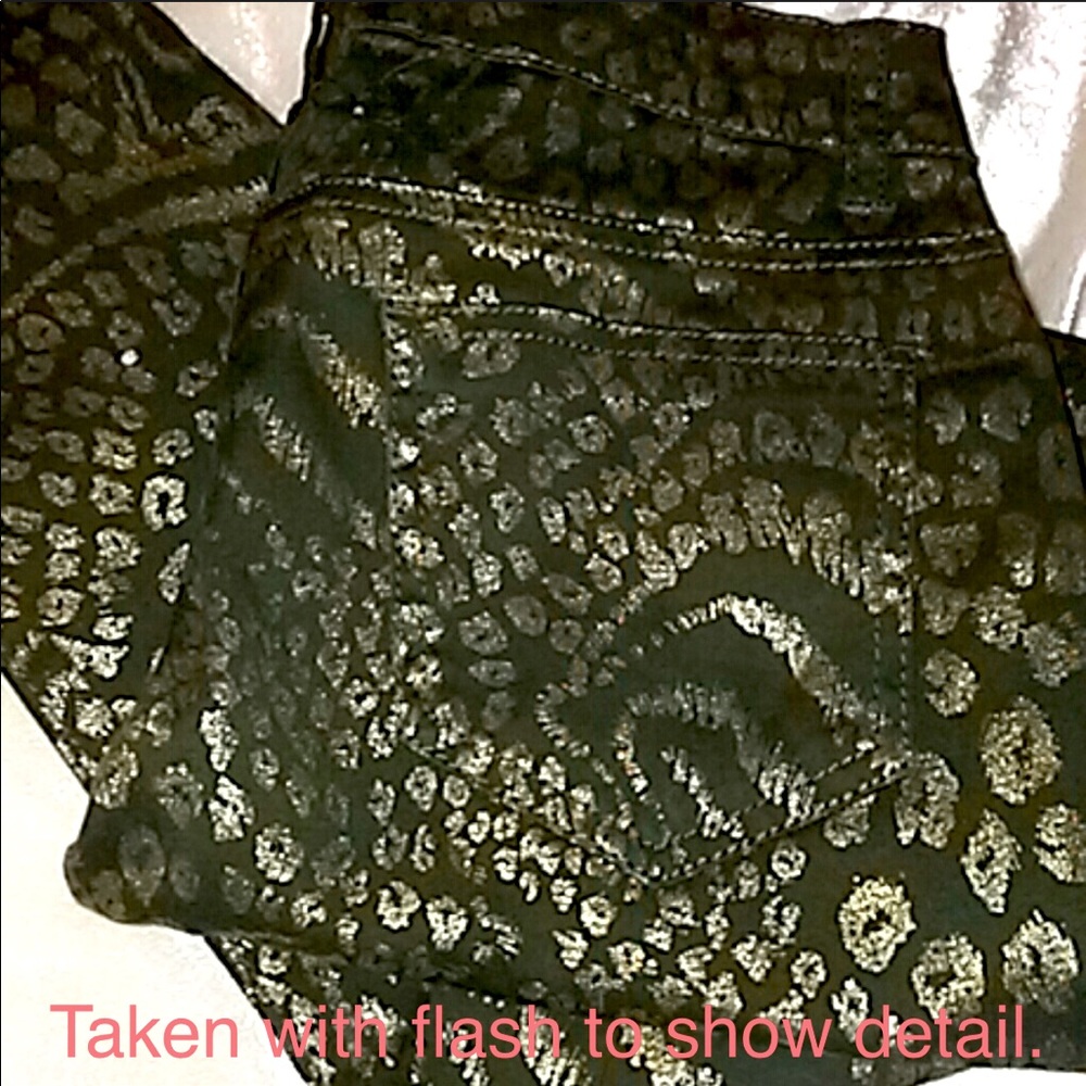 EMPIRIAL Olive Green & Gold Leopard Skinny Stretch Jeans Jr5/26 - Picture 5 of 8